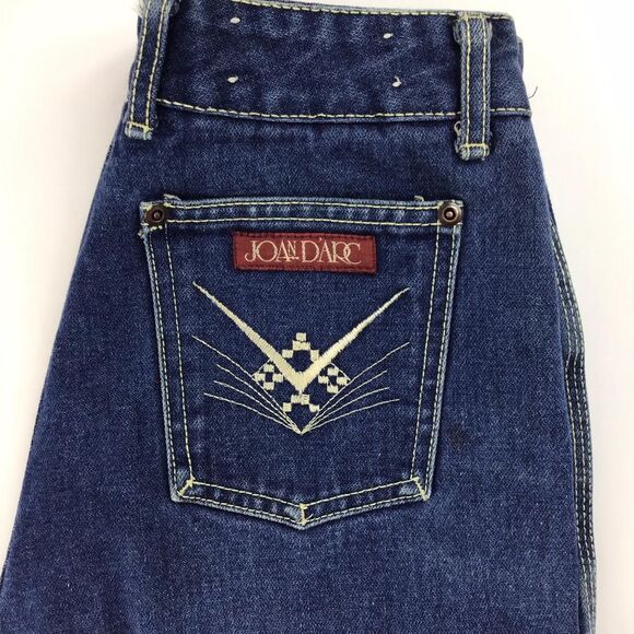 Joan D’arc Jeans Vintage 70s 24 High Rise Hemmed Blue Disco Designer - Picture 3 of 4
